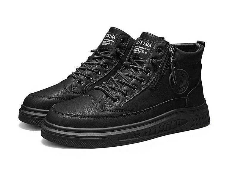 Leather Men Ankle Boots Fashion comfortable Men Sneakers Luxury British style High Top Shoes Men Platform Casual Shoes 2025 New