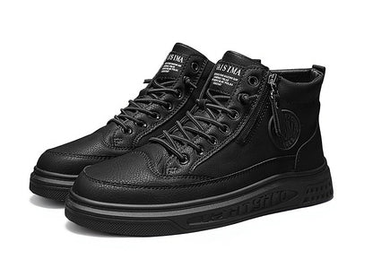 Leather Men Ankle Boots Fashion comfortable Men Sneakers Luxury British style High Top Shoes Men Platform Casual Shoes 2025 New