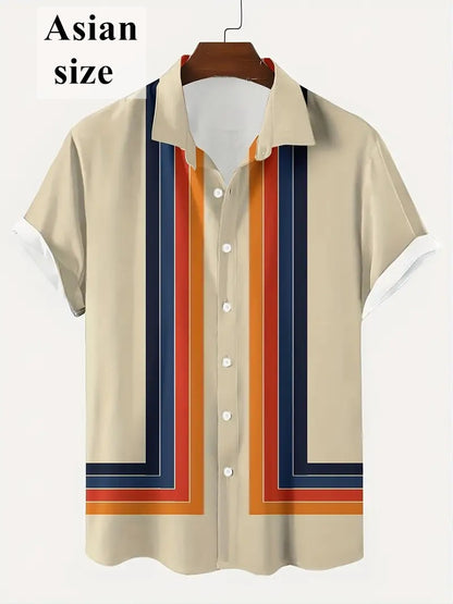 3d Print Hawaiian Beach Shirts Summer Men Shirt Fashion Striped Shirt Men Fashion Streetwear Short Sleeve Blouse Vacation Tops