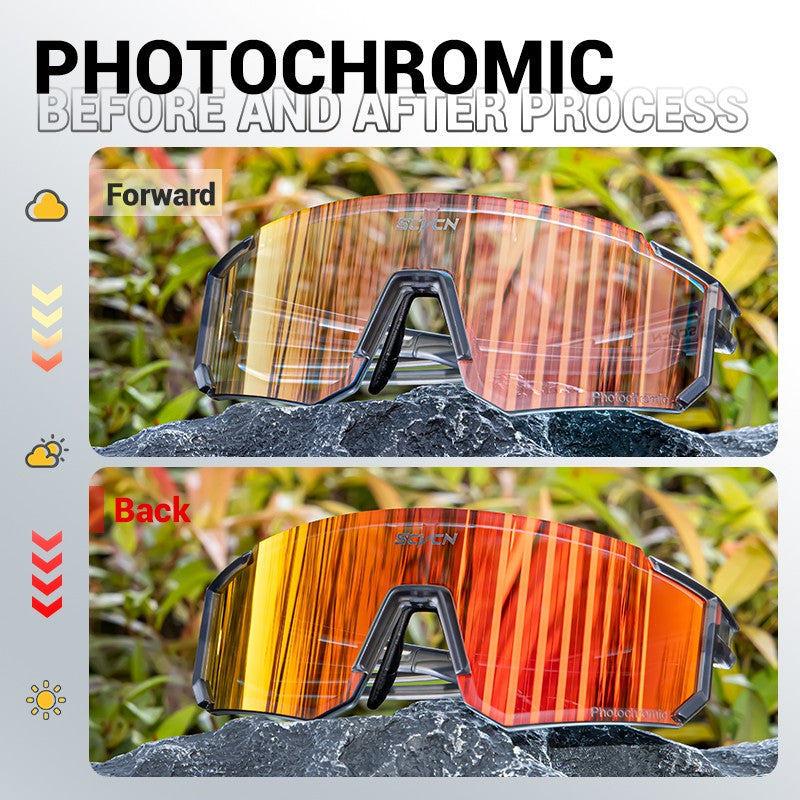 Óculos de Sol Fotocromáticos SCVCN Óculos de Ciclismo para Esportes ao Ar Livre Masculino Feminino MTB Escalada Óculos de Condução para Bicicleta Novo