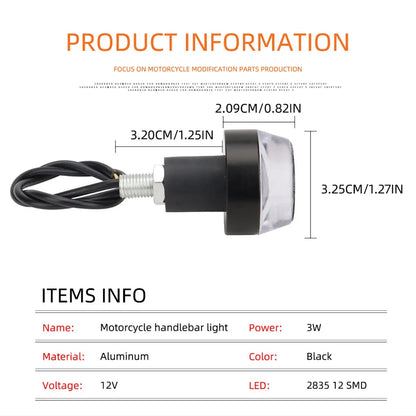 2 Peças Lâmpada de Guidão LED para Moto, Luzes de Condução com Seta, Luz de Seta, Luz de Freio, Sinalizador Piscante, Luz de Parada, Luz de Estacionamento