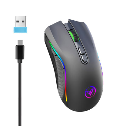 Mouse Gamer Sem Fio Recarregável 2.4G RGB Ergonômico Retroiluminado para PC Notebook