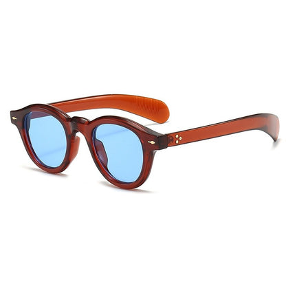 Óculos de sol pequenos redondos da moda femininos retrô com lentes transparentes Ocean Shades UV400 masculinos com rebites estilo punk