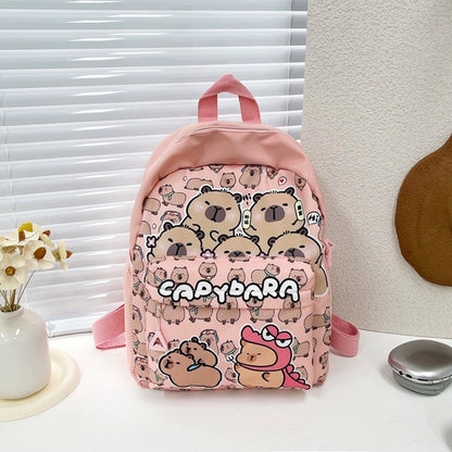Creative Cute Capybara Backpack Large Capacity Cartoon Animal Lightweight Multi Functional Schoolbag  Kids Boys Girls Rucksack