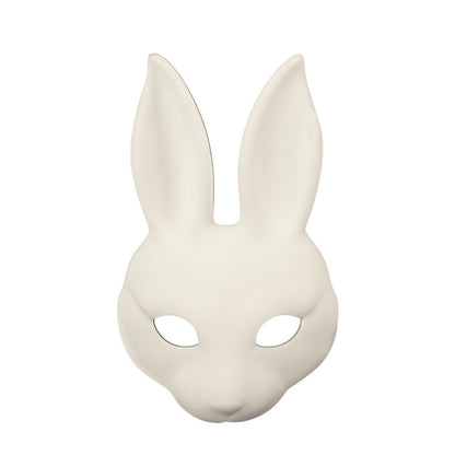 Halloween DIY White Rabbit Mask PU Leather Rabbit Mask Cosplay Costume Props Party Masquerade Performance Props
