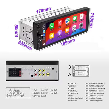 LEHX 1din 6.9 IPS Touch Screen Carplay Android Auto Mirror Link Car Radio Multimedia 1 din Car Stereo MP3 MP5 Player FM Headunit