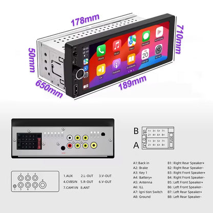 LEHX 1din 6.9 IPS Touch Screen Carplay Android Auto Mirror Link Car Radio Multimedia 1 din Car Stereo MP3 MP5 Player FM Headunit