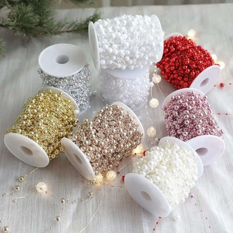 10M/Roll Pearl Chain Merry Christmas Decoration Christmas Tree Pendant for Home Decor Party Supplies New Year 2026 Gift Ornament