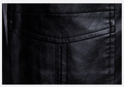 2024 New Men Business Casual Leather Jacket Black / khaki Fashion Male Suit Collar Coats Large Size 5XL Slim Fit Top