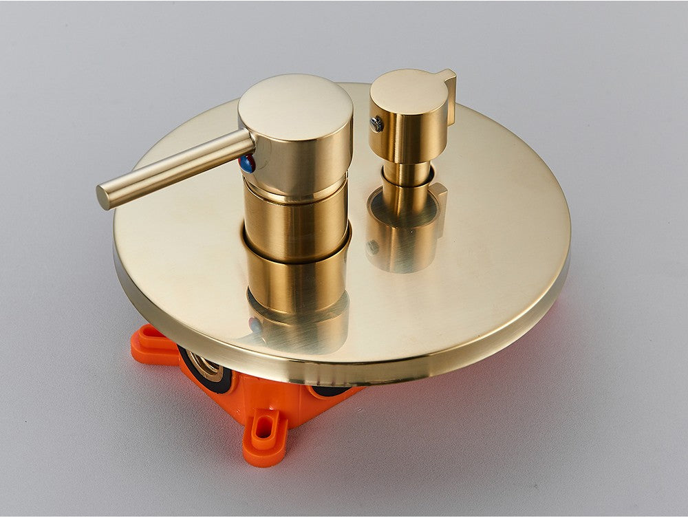 Brushed Gold Shower Faucet Embedded In 2 Ways Shower Mixers Wall Mounted Rainfall Bathroom Shower Tap Stainless Steel Head