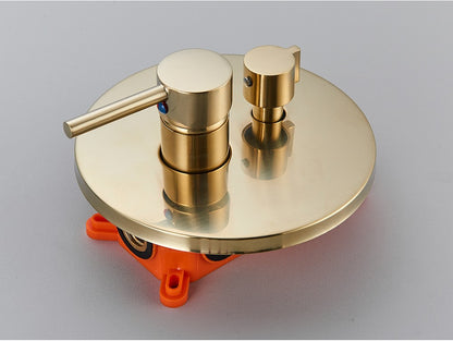 Brushed Gold Shower Faucet Embedded In 2 Ways Shower Mixers Wall Mounted Rainfall Bathroom Shower Tap Stainless Steel Head