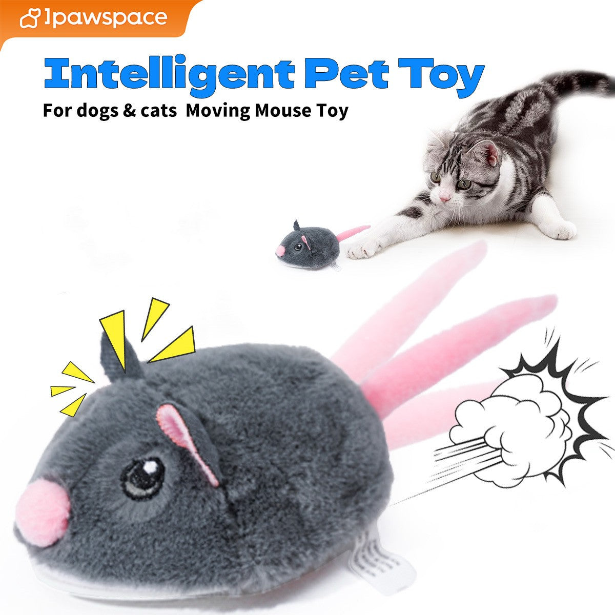 Brinquedos Elétricos Interativos de Rato para Gatos Brinquedo Engraçado de Pelúcia Inteligente para Animais de Estimação Brinquedos de Movimento Interativo Rápido Acessórios para Gatos de Estimação