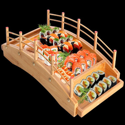 Barco de sushi japonês de madeira Barco de Sushi Ponte travessa de sashimi travessa de gelo seco Travessa de Sushi Barco Dragão