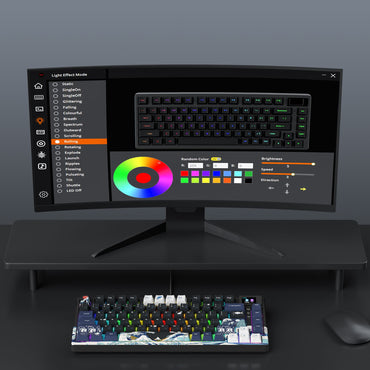 Teclado Mecânico Gamer com Fio e Tela OLED, Hot-Swappable de Teclas Completas, Retroiluminação RGB Pudding para PC, Computador, Notebook