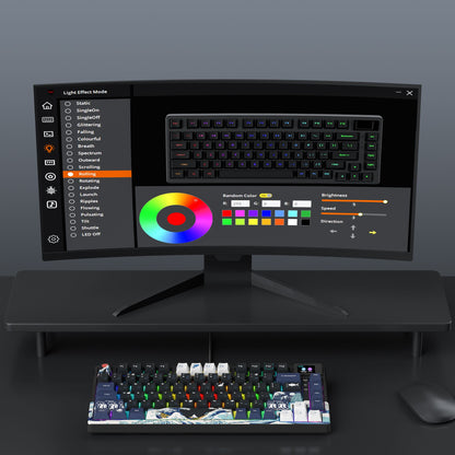 Teclado Mecânico Gamer com Fio e Tela OLED, Hot-Swappable de Teclas Completas, Retroiluminação RGB Pudding para PC, Computador, Notebook