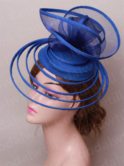 Chapéu Fascinator de Igreja Véu de Casamento de Malha Feminino para Festa Banquete Chapéu Boné Faixa de Cabelo Feminina Festa Chá Royal Ascot Chapéus Pillbox