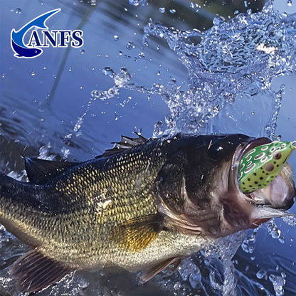 ANFS 3 iscas de pesca premium em formato de sapo-pato com caixa de armazenamento - Isca macia para pesca em água doce na superfície