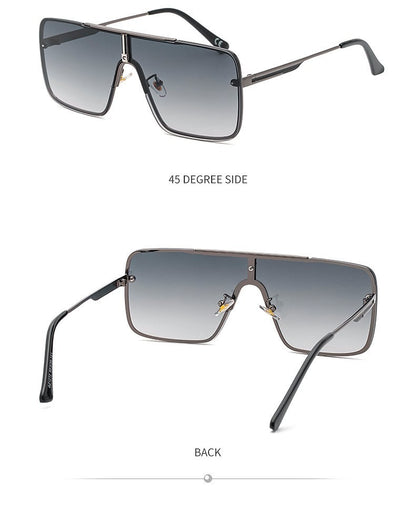 Óculos de sol quadrados oversized para homens, armação grande, 2025, design de marca de luxo, armação de metal, óculos de sol masculinos, óculos retrô