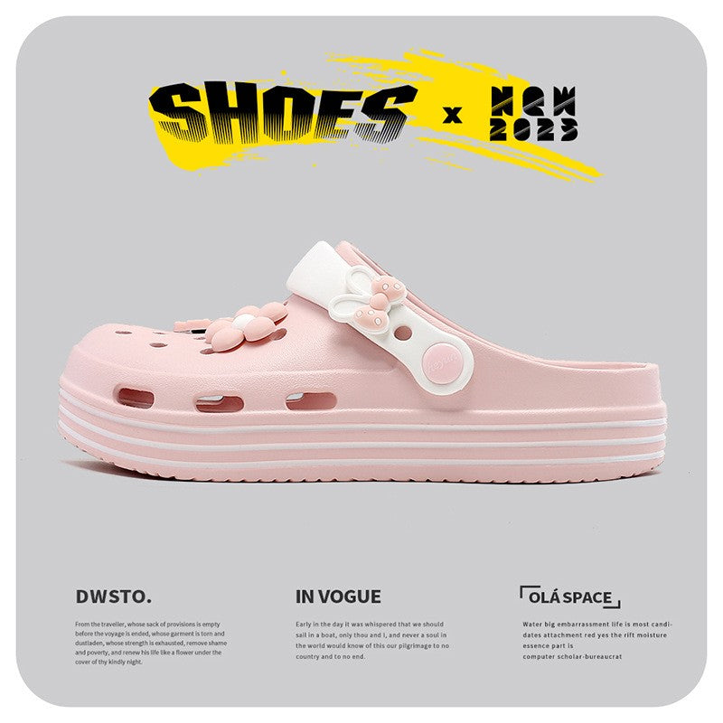 Women's Cute Platform Garden Clogs, Solid Color Closed Toe Non-slip Sandals, Indoor & Outdoor Slides