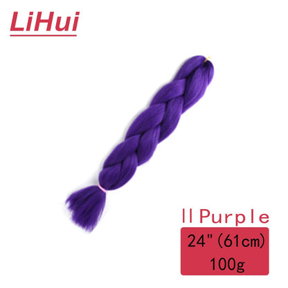 Cabelo Sintético Trança Jumbo 24 Polegadas Ombre Jumbo Extensão de Cabelo para Mulheres Tranças DIY Roxo Rosa Amarelo Cinza Lihu