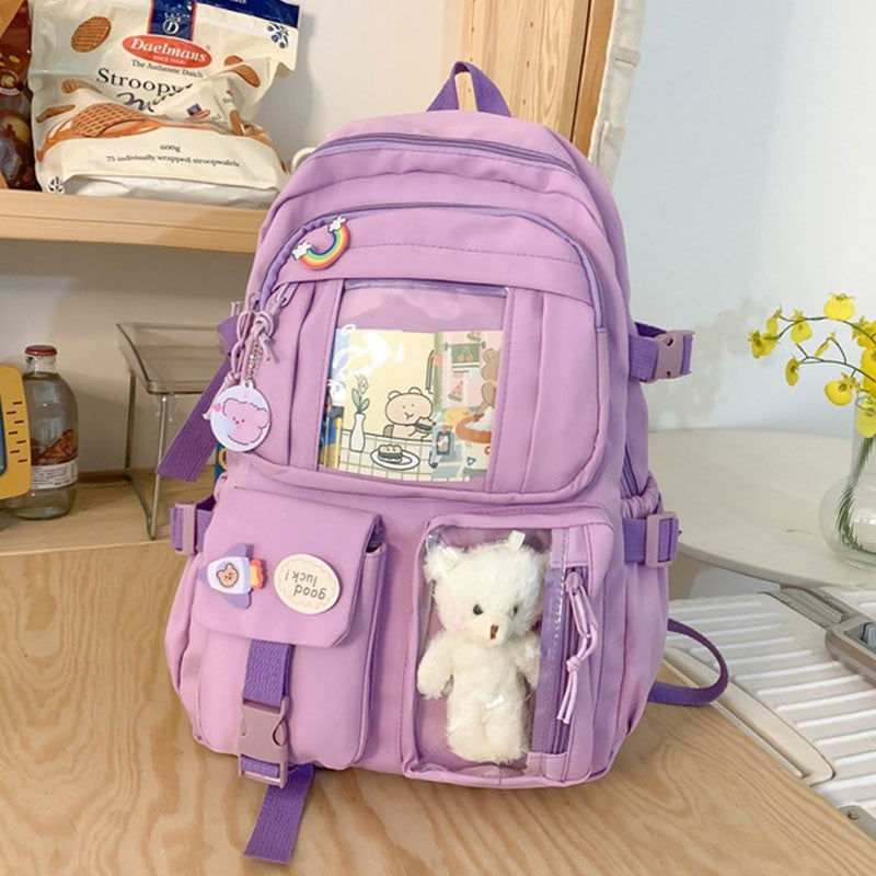Mochila Feminina Fofa Desenho Animado Moda Adolescente Estudante Mochila Escolar Adorável Bolsa Feminina Mochila Escolar Versátil para Meninas