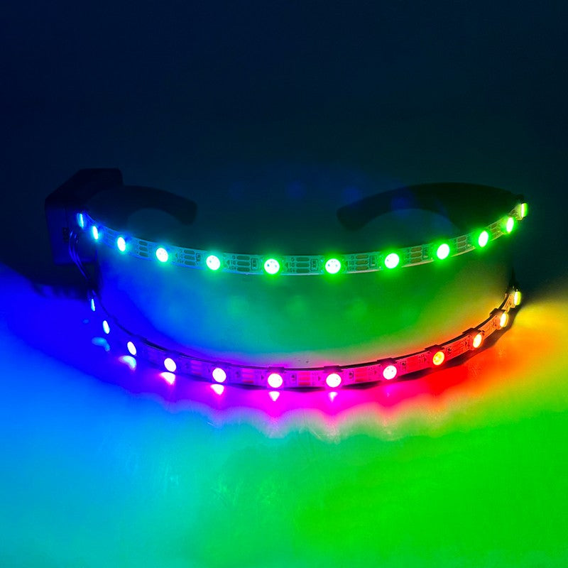 Cyberpunk Futuristic Luminous Glasses Rave Cyber light up Goggles LED glowing visor glasses for EDM music show props