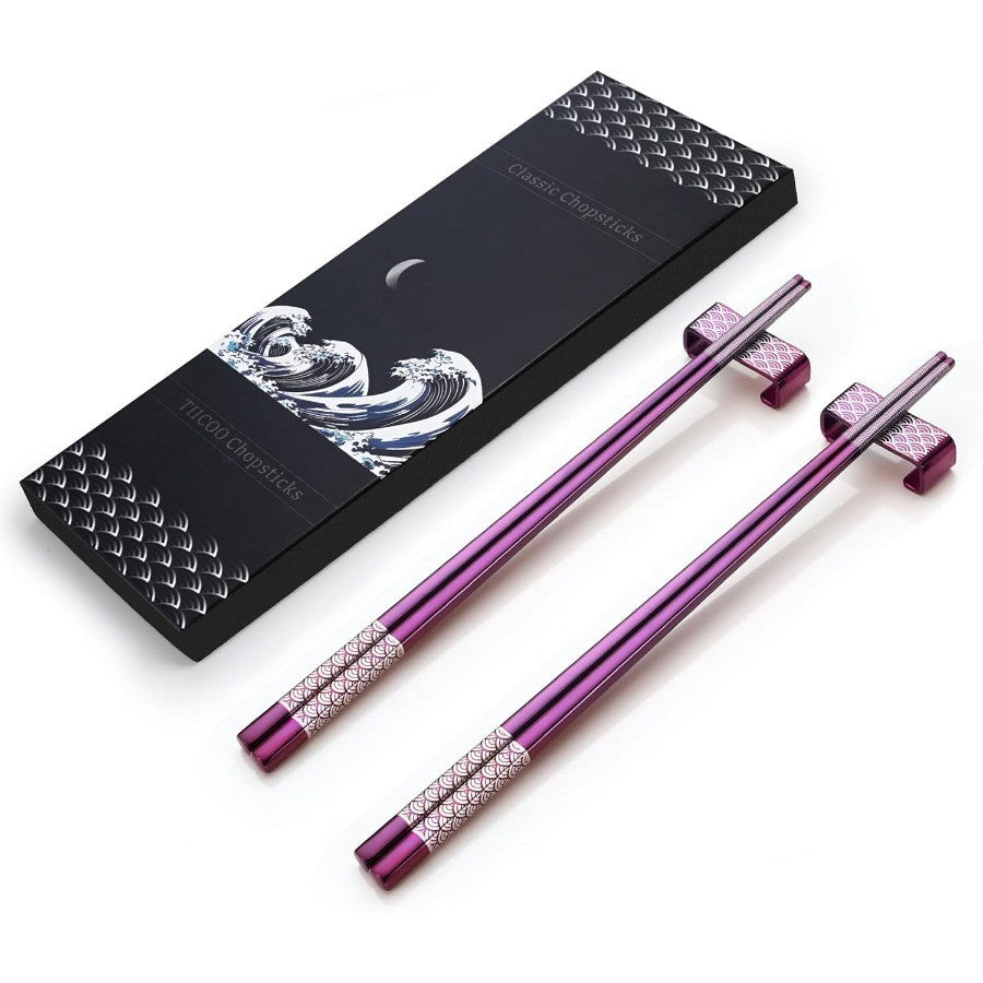 Conjunto de Hashis Reutilizáveis de Titânio e Aço Inoxidável com Suporte para Refeições e Viagens Estilo Japonês Leve Talheres 18/8