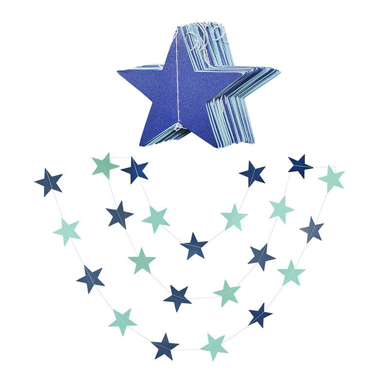 4M Star Garland 7cm 10cm Paper Stars Streamer Glitter Bunting for Birthday Party Decoration Kids Room Decor Baby Shower Supplies
