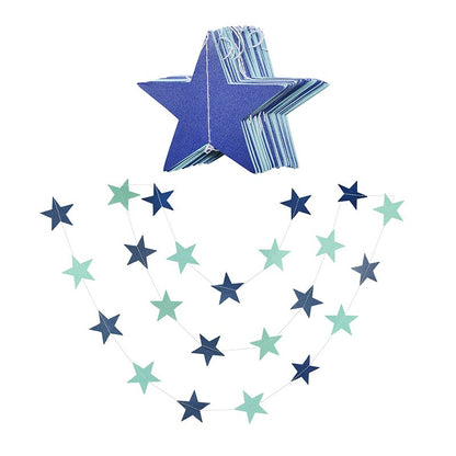 4M Star Garland 7cm 10cm Paper Stars Streamer Glitter Bunting for Birthday Party Decoration Kids Room Decor Baby Shower Supplies
