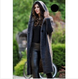 2025 Autumn/Winter New Women's Cardigan Mid-Length Pure Color Long Sleeve Knitwear With Hood Cardigan For Women