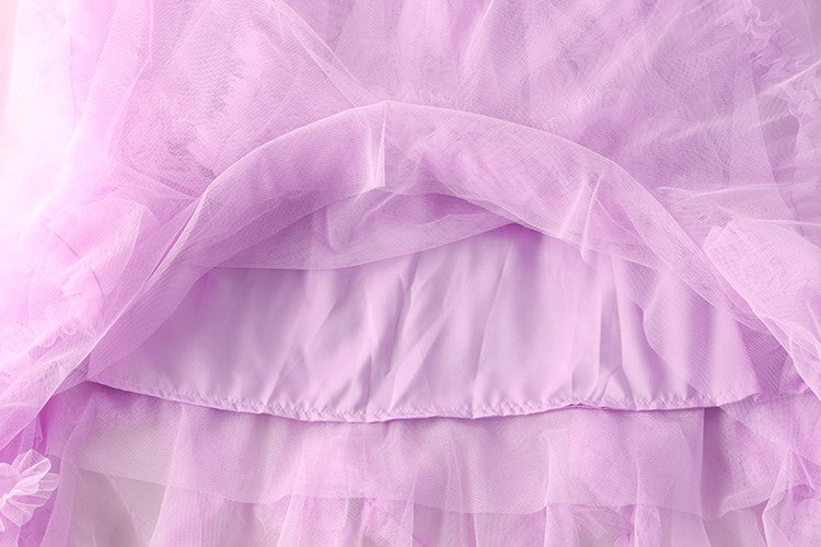 TIGENA Tutu Tulle Long Skirt for Women 2023 New Summer Korean Aesthetic Cute Irregular Mesh High Waist Maxi Skirt Female Purple