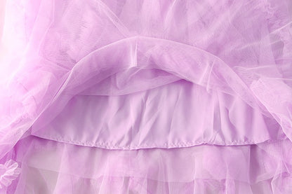 TIGENA Tutu Tulle Long Skirt for Women 2023 New Summer Korean Aesthetic Cute Irregular Mesh High Waist Maxi Skirt Female Purple