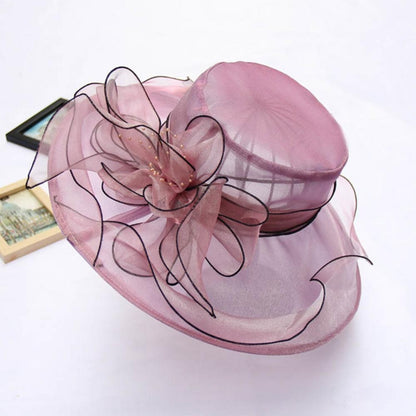 Chapéu Dobrável Feminino de Organza Floral para Igreja, Kentucky, Chá, Chapéu de Sol Elegante Fascinator para Cerimônia de Casamento Feminino