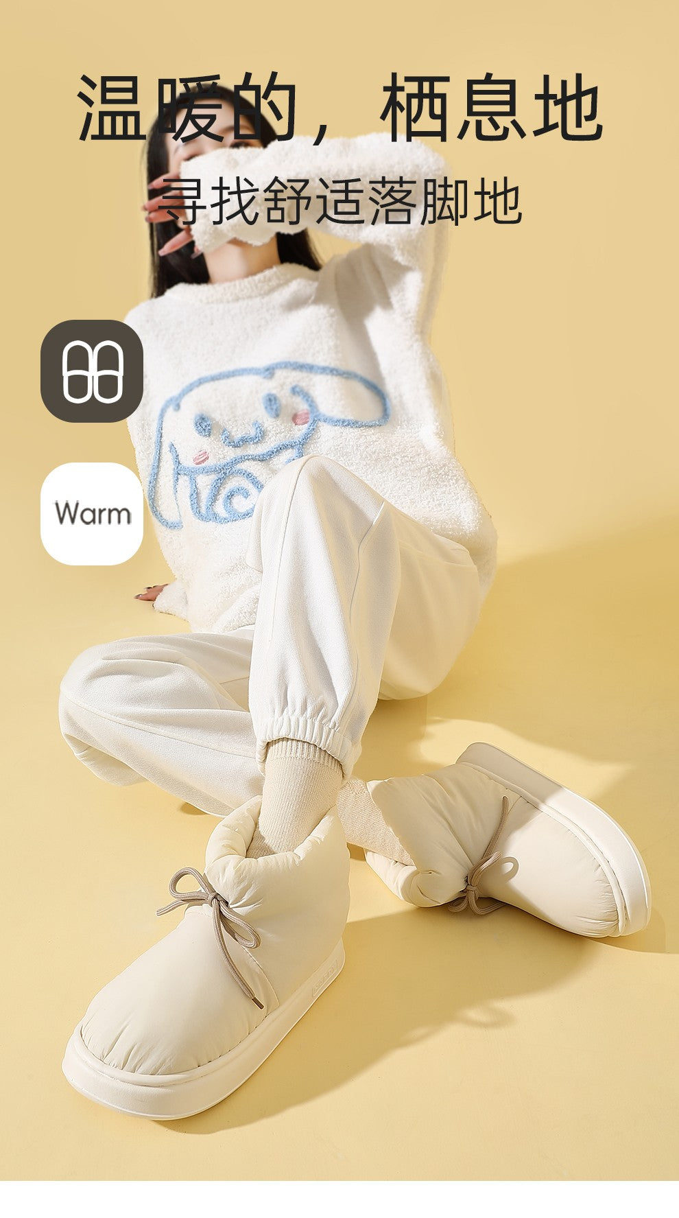 Winter Warm Thick Furry Women Ankle Boots Indoor Lace-up Plush Slippers Ladies Men Home Cotton Shoes