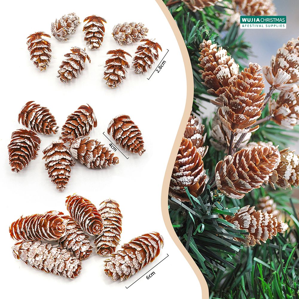 24Pcs Christmas Fake Pine Cones Xmas Tree Hanging Ornament Flowers Wreaths Pendant for Festival Wedding Party Gift Navidad Natal