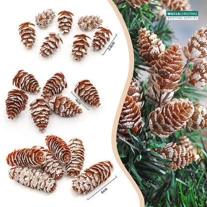 24Pcs Christmas Fake Pine Cones Xmas Tree Hanging Ornament Flowers Wreaths Pendant for Festival Wedding Party Gift Navidad Natal
