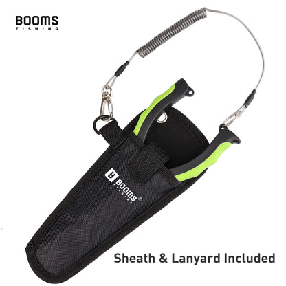 Alicate de Pesca Multifuncional Booms Fishing F03 23,5cm Bico Reto Longo Aço Inoxidável Cortador de Linha Tesoura Ferramenta