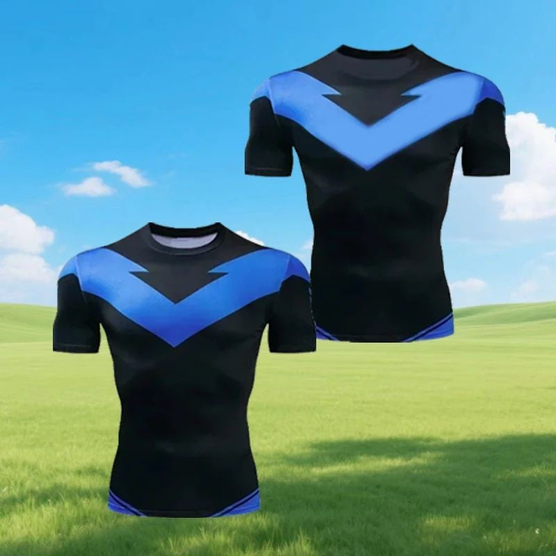 New 2025 Adult Nightwing 3D Printed Red Short Sleeve T-shirt Casual Loose Sports Top Role Play Cosplay