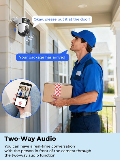 10MP 5K Dual Lens PTZ IP Camera with Dual Screen 8MP Ai Human Detection Auto Tracking Wireless Outdoor Surveillance Camera O-KAM