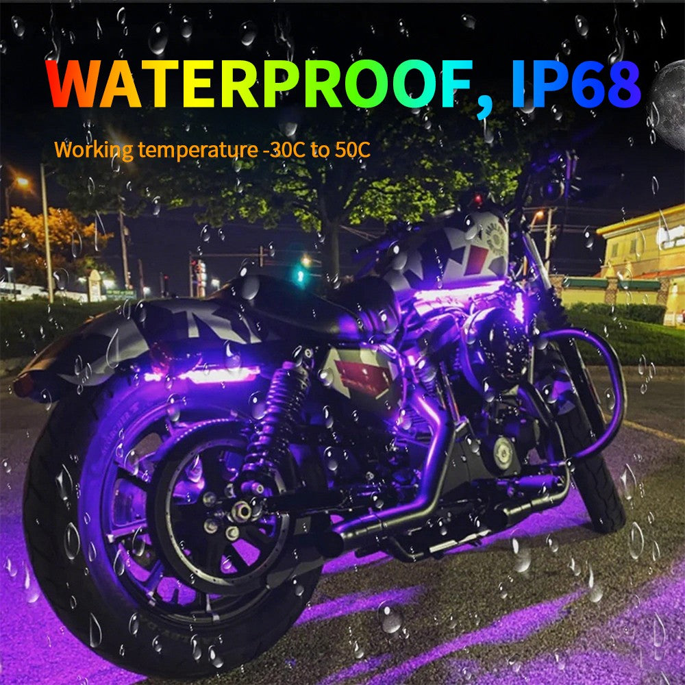 Faixas de Luz Ambiente LED para Moto APP Controle Remoto À Prova D'água Lâmpada Neon RGB Luz de Atmosfera 12V para Decoração de Moto