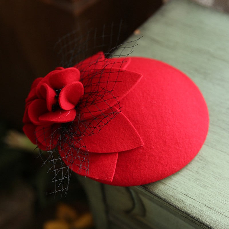 Women Wool  Cashmere Hat, Derby Ascot Photography Fascinator Flower Hat?Ladies’ Cocktail Tea Party Headwear for Autumn Winter
