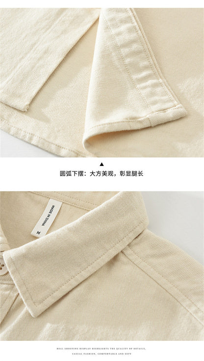 Autumn Winter men's long sleeve clothing cotton cargo shirts Solid workwear men tops Thickened shirt jacket for men 7569#