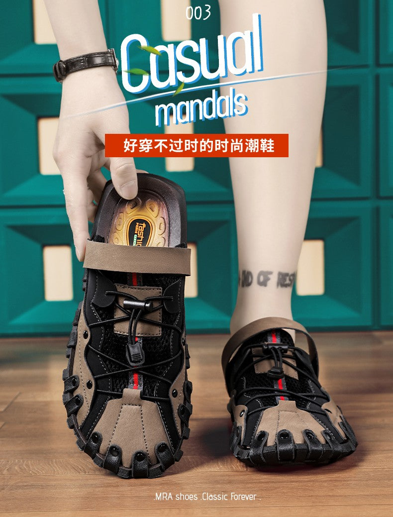 Men plus size Baotou casual sandals summer soft-sole non-slip outdoor beach shoes fashion youth outdoor dual-use sports slippers