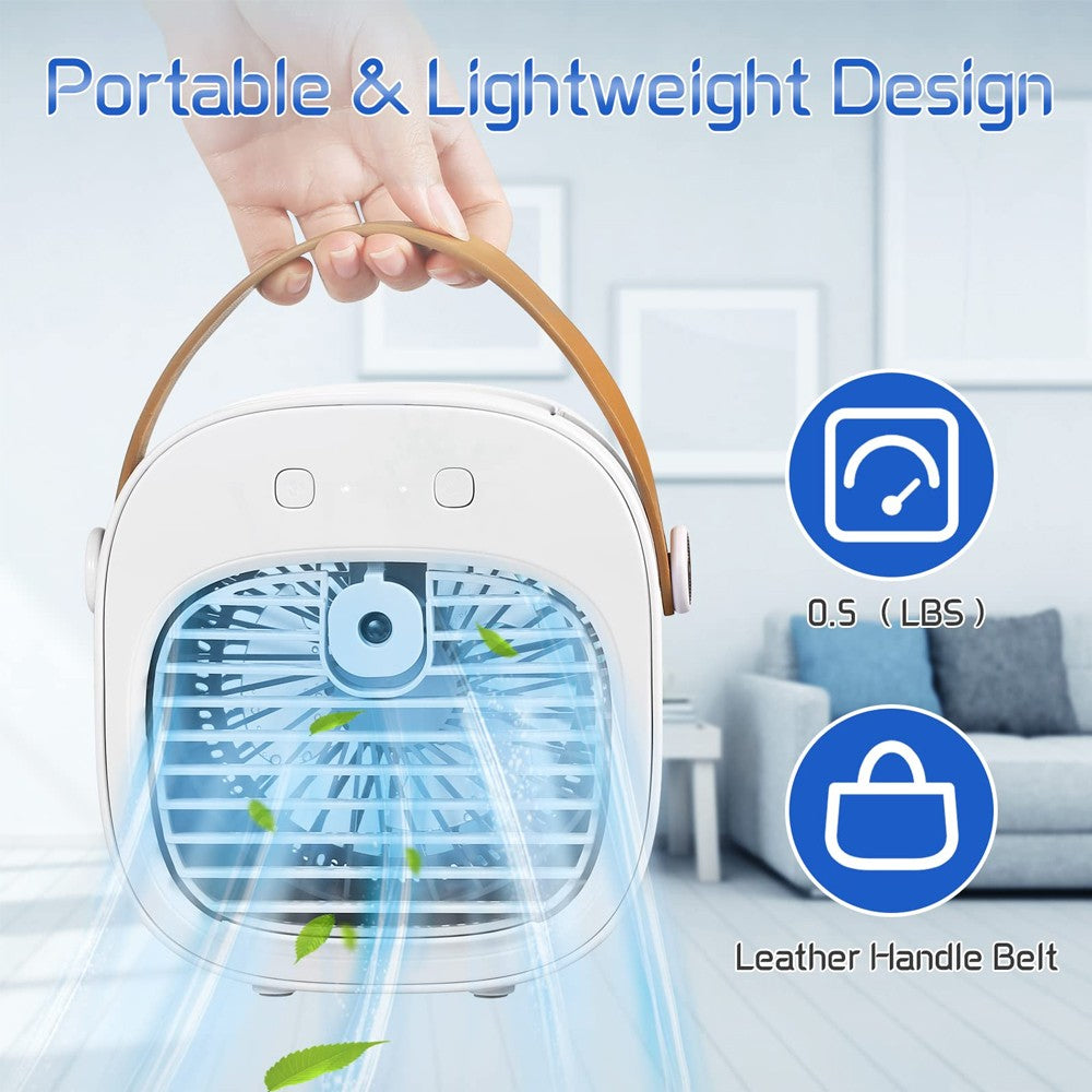 Ar Condicionado Portátil Recarregável Mini Ventilador de Ar Condicionado Pessoal Sem Fio para Quarto e Camping