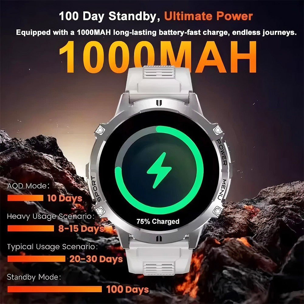 Smartwatch T-Rex 3 Militar Bateria 1000mAh 10ATM À Prova D'água GPS Bússola Altímetro Chamada AMOLED Masculino Natação Esportes