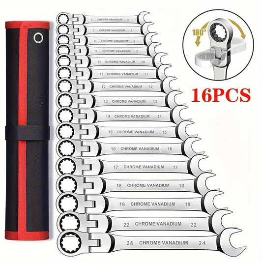 16pcs/set Combination Ratchet Wrench,Key Wrench Kits , Dual-purpose Ratchet Tool, Ratchet Combination Set, Car Maintenance Tools