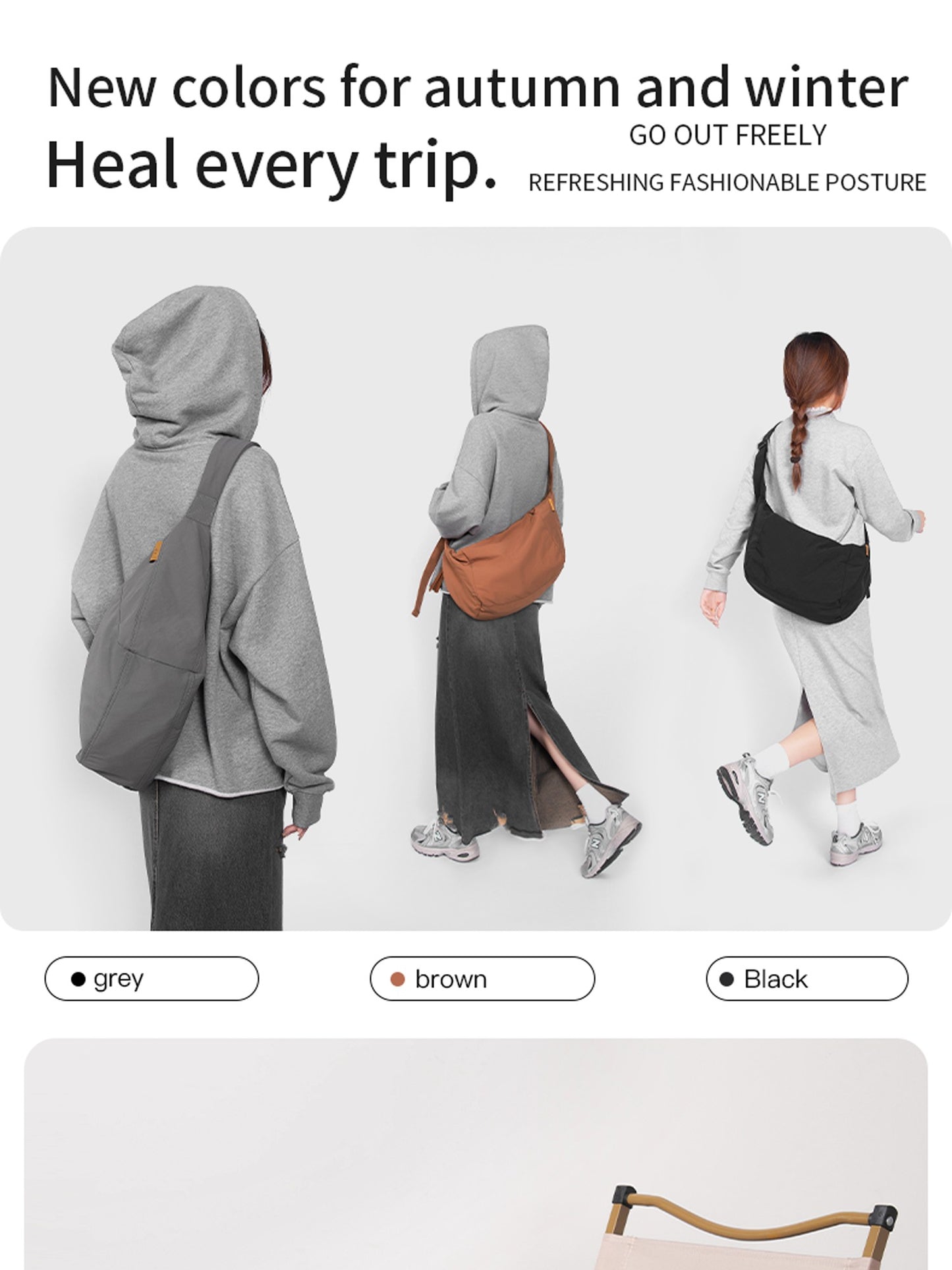 LEFF Simple Women's Crossbody Bag 2025 New Travel Casual Bag Outdoor Waterproof High Quality Shoulder Bag Uinsex Solid Colored