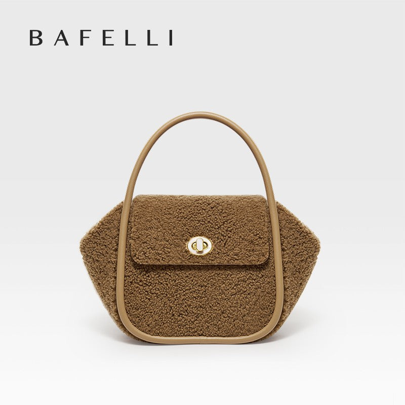 BAFELLI NEW 2025 WOMEN'S HANDBAG WINTER WOOL FASHION BENTO EVENING LEATHER ORIGINAL STYLE LUXURY BRAND PURSE SHOULDER CASUAL