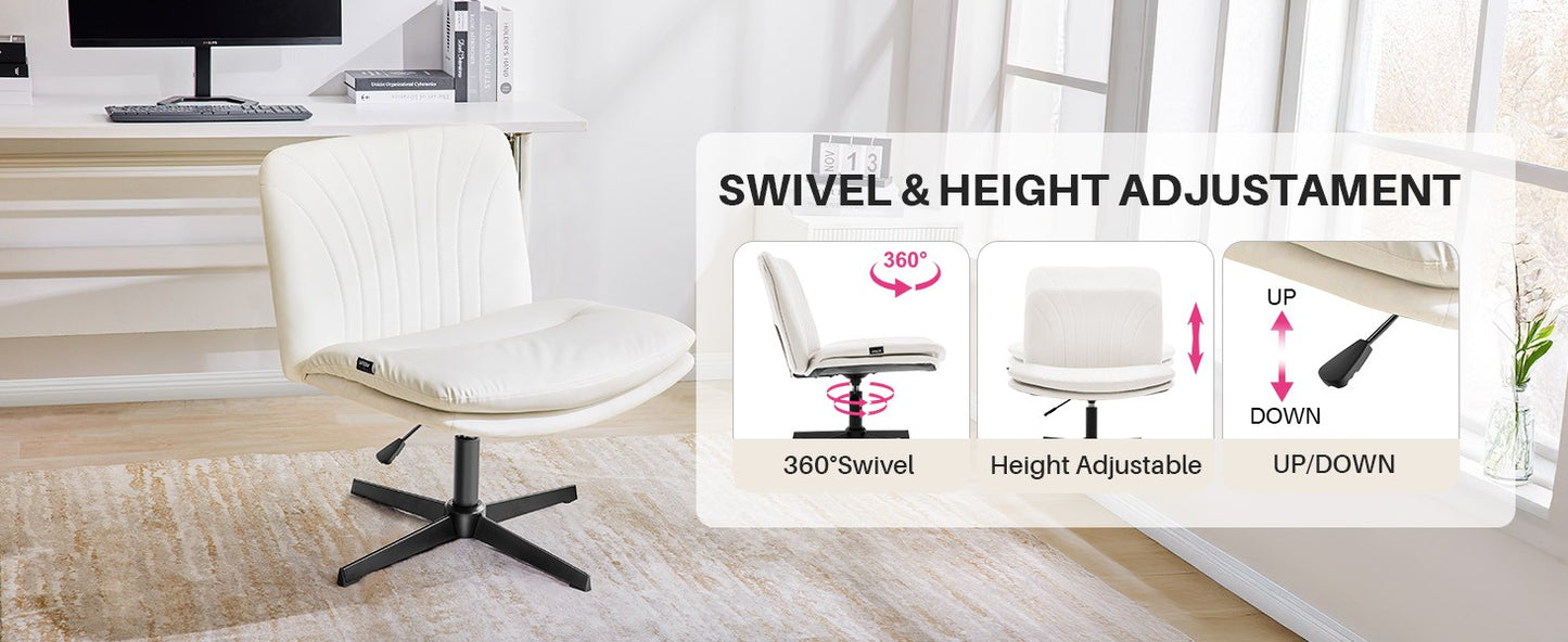 Redlife Criss Cross Chair with Rotating Adjustable Legs Office Chair Durable Pu Leather Wrapped Double Cushion for Home & Office