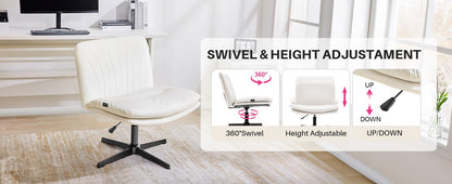 Redlife Criss Cross Chair with Rotating Adjustable Legs Office Chair Durable Pu Leather Wrapped Double Cushion for Home & Office